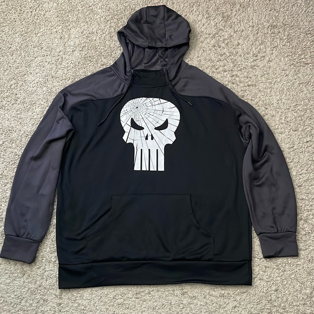 EUC Men’s Marvel The Punisher Black/Dark Gray Hoodie Size XL - Picture 1 of 9